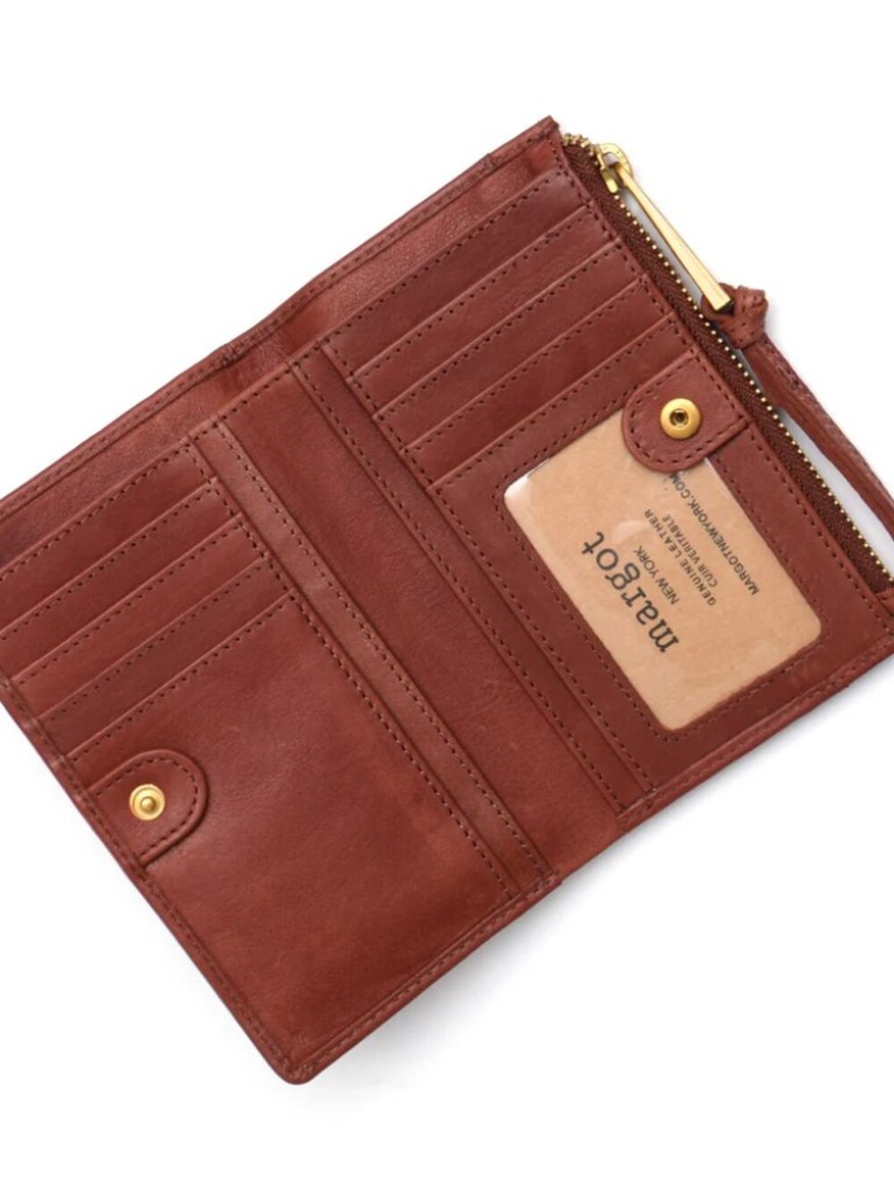Margot Tori Leather Bifold Wallet in Brandy NWT - Picture 3 of 7